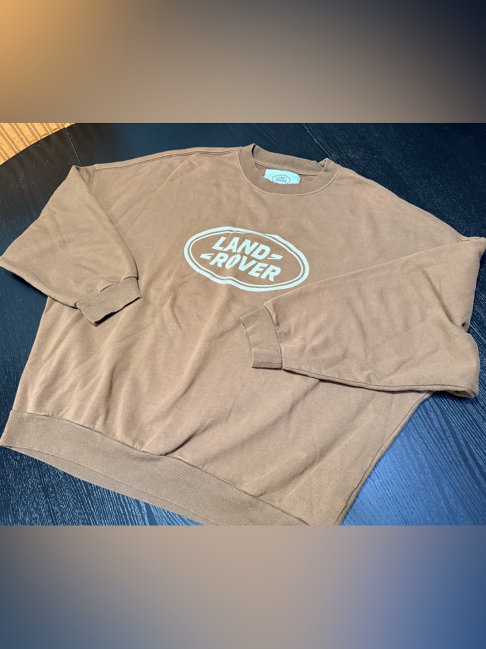 PacSun Brown Crewneck Sweatshirt with White Land Rover Logo